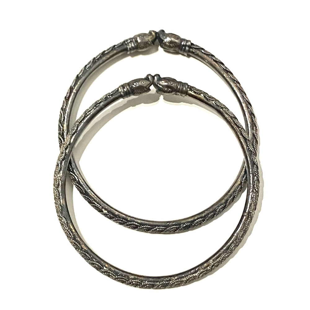 Set of 2 Silver Animal Head Bangles